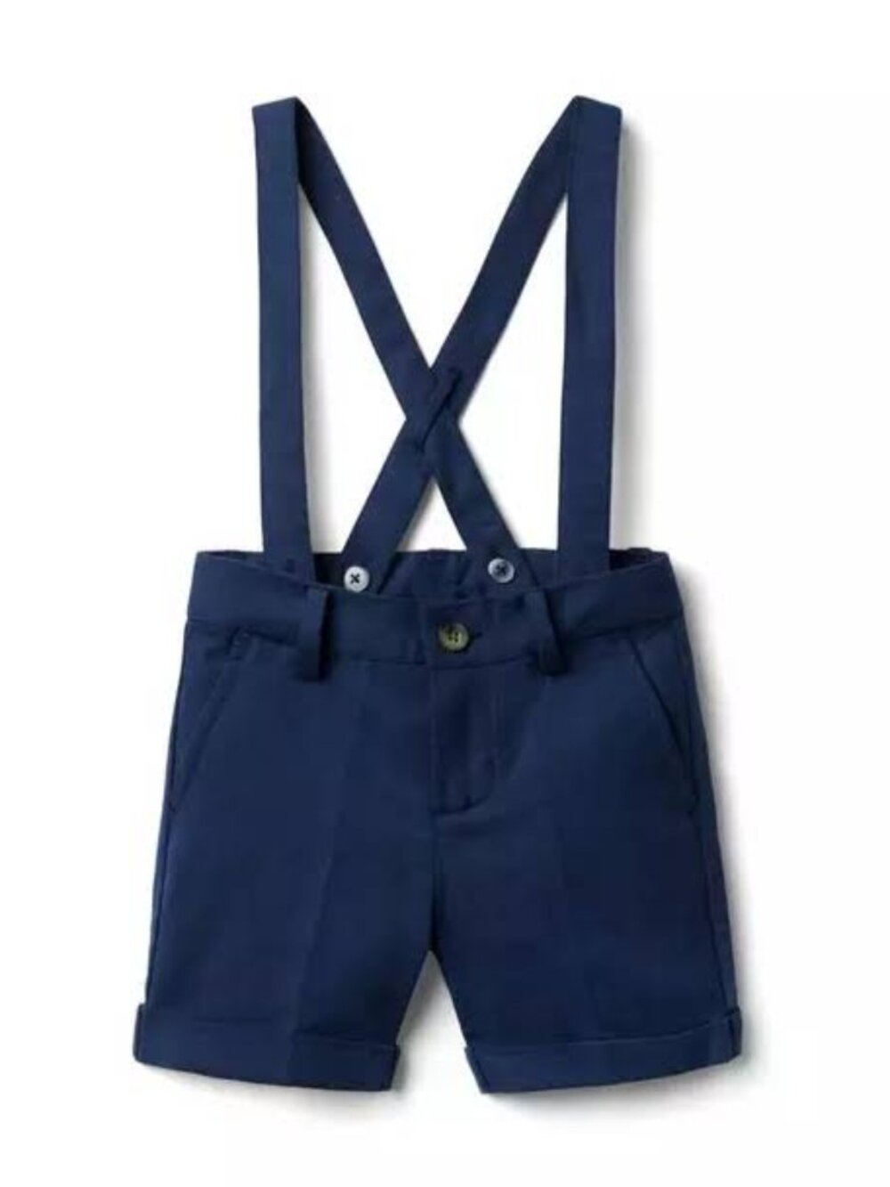 ADORABLE JANIE AND JACK Linen Suspender Short BLUE SIZE 18-24M